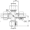Соединение проходное крестовое в сборе с кольцом B4 (DIN 2353, 24°)