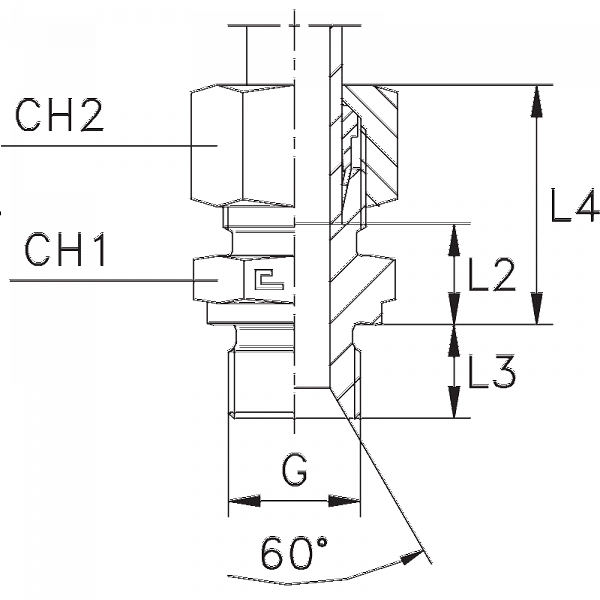 Штуцер ввертной прямой, BSP, тип B в сборе с кольцом B4 (DIN 2353, 24°)